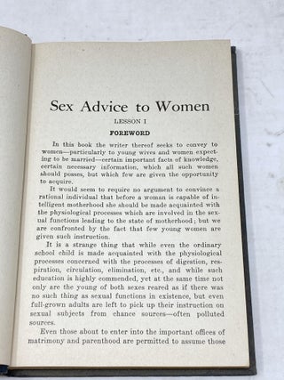 PRIVATE SEX ADVICE TO WOMEN; For Young Wives and those who Expect to be Married