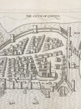 "CITTIE OF LIMERICK" MAP FROM "PACATA HIBERNIA : IRELAND APPEASED AND REDUCED; OR, AN HISTORIE OF THE LATE WARRES OF IRELAND"