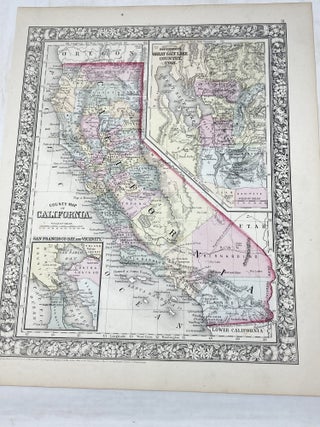 Item #100391 COUNTY MAP OF CALIFORNIA; MAP OF THE SETTLEMENTS IN THE GREAT SALT LAKE COUNTRY....