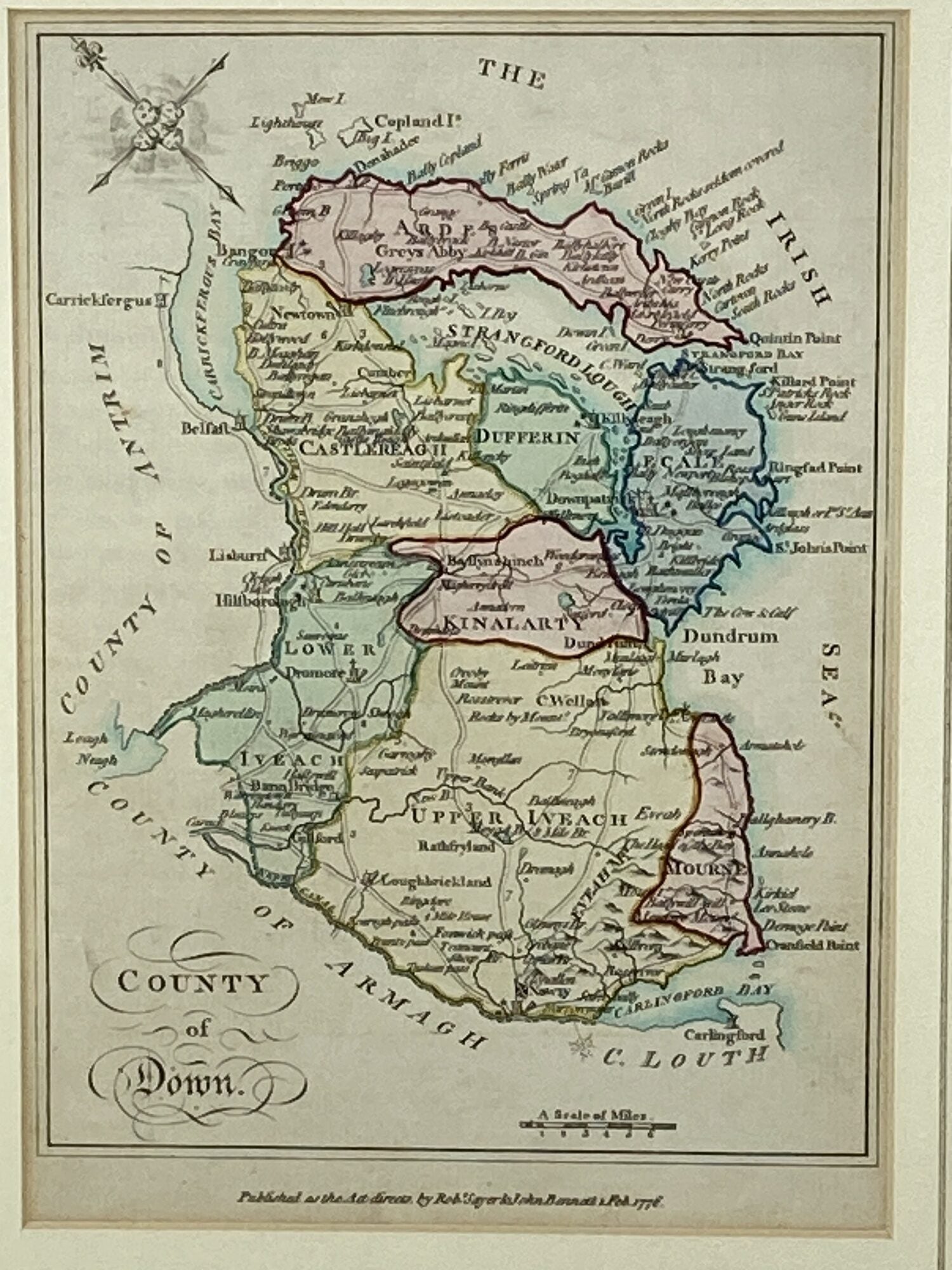 FRAMED MAP OF COUNTY OF DOWN | Bernard Scale, cartographer
