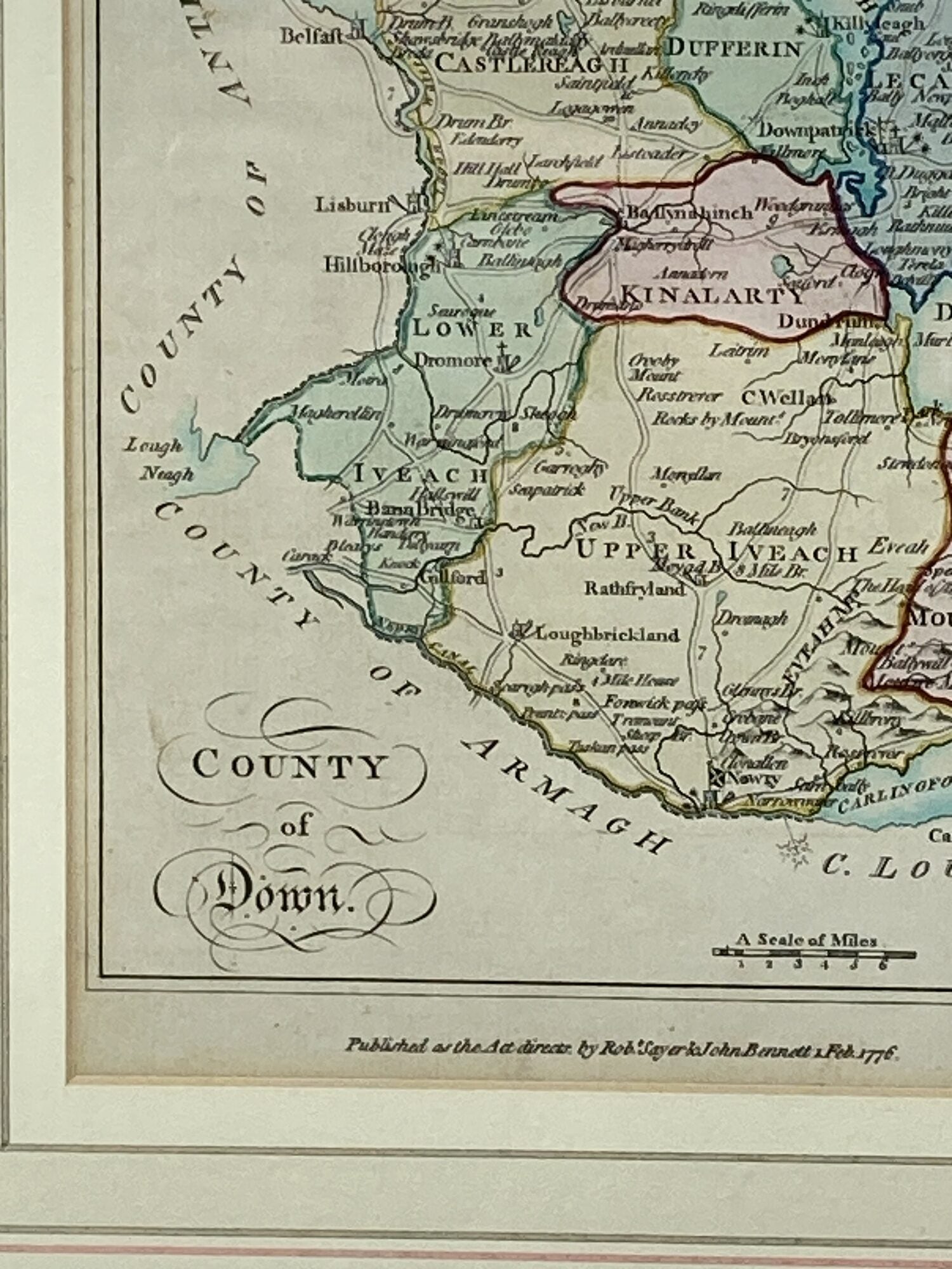 FRAMED MAP OF COUNTY OF DOWN | Bernard Scale, cartographer