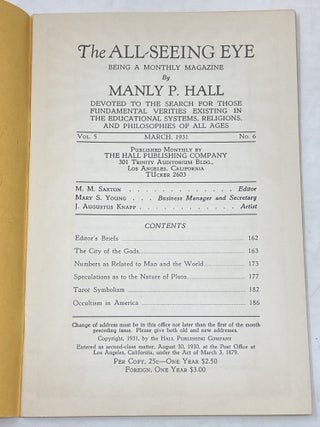 THE ALL-SEEING EYE, VOL. 5, NO. 6-12 (SEVEN ISSUES, 1931)