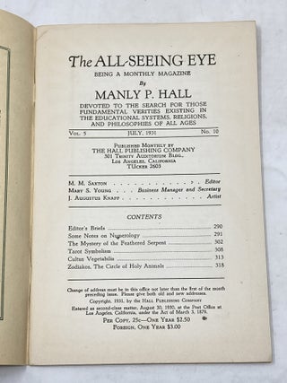 THE ALL-SEEING EYE, VOL. 5, NO. 6-12 (SEVEN ISSUES, 1931)