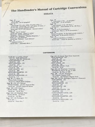 THE HANDLOADER'S MANUAL OF CARTRIDGE CONVERSION