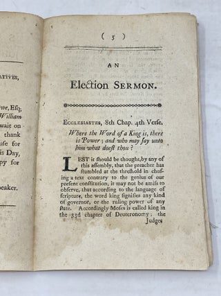 A SERMON PREACHED BEFORE HIS EXCELLENCY JOHN HANCOCK, ESQ; GOVERNOUR; HIS HONOR THOMAS CUSHING, ESQ; LIEUTENANT-GOVERNOR; THE HONORABLE THE COUNCIL, AND THE HONORABLE THE SENATE, AND HOUSE OF REPRESENTATIVES OF THE COMMONWEALTH OF MASSACHUSETTS, MAY 29, 1782. BEING THE DAY OF GENERAL ELECTION. (WITH OWNERSHIP SIGNATURE OF HANNAH ADAMS)