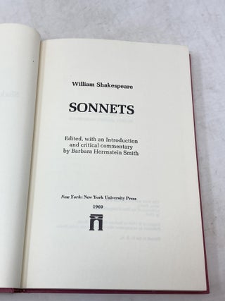 SONNETS; Edited and with an introduction and critical commentary by Barbara Herrnstein Smith