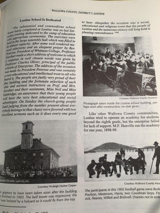 SCHOOL DAYS IN THE WALLOWAS : A HISTORY OF THE NINETY-ONE SCHOOLS AND COMMUNITIES PAST AND PRESENT, OF WALLOWA COUNTY OREGON