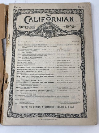 THE CALIFORNIAN ILLUSTRATED MAGAZINE, VOL. 2. NO. 6. NOVEMBER 1892, includes "Traffic in White Girls"
