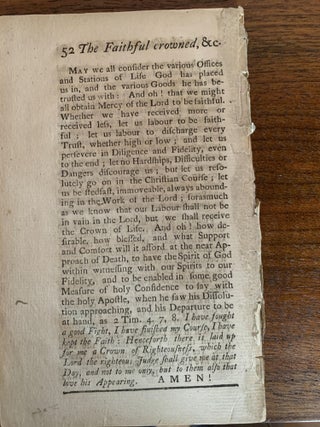 THE CROWN OF ETERNAL LIFE, THE SURE REWARD OF THE FAITHFUL; EXHIBITED IN TWO DISCOURSES, ON JUNE 11. 1769. BEING THE LORD'S-DAY AFTER THE FUNERAL OF THE REVEREND MR. EDWARD HOLYOKE, THE LATE WORTHY AND FAITHFUL PRESIDENT OF HARVARD-COLLEGE: WHO DECEASED JUNE 1. 1769, IN THE 80TH YEAR OF HIS AGE AND IN THE 32d YEAR OF HIS PRESIDENTSHIP.; Half-title: Mr. Appleton's Discourses Occasioned by the Decease of the Rev. President Holyoke.