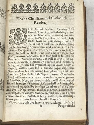 FIDES APOSTOLICA OR A DISCOURSE ASSERTING THE RECEIVED AUTHORS AND AUTHORITY OF THE APOSTLES CREED. TOGETHER WITH THE GROUNDS AND ENDS OF THE COMPOSING THEREOF BY THE APOSTLES, THE SUFFICIENCY THEREOF FOR THE RULE OF FAITH, THE REASONS OF THE NAME 'SYMBOLON' IN THE ORIGINALL GREEKE, AND THE DIVISION OR PARTS OF IT. HEREUNTO IS ADDED A DOUBLE APPENDIX, THE FIRST TOUCHING THE ATHANASIAN, THE SECOND TOUCHING THE NICENE CREED.