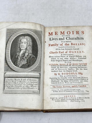 Item #80567 MEMOIRS OF THE LIVES AND CHARACTERS OF THE ILLUSTRIOUS FAMILY OF THE BOYLES;...