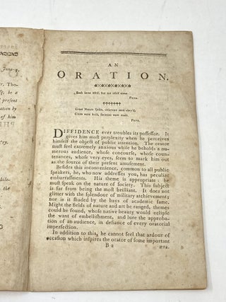 SOLITUDE AND SOCIETY CONTRASTED. AN ORATION PRONOUNCED AT THE ANNUAL MEETING OF THE PHILOLOGICAL SOCIETY, IN MIDDLEBOROUGH ON WEDNESDAY, THE 7TH OF JUNE, 1797