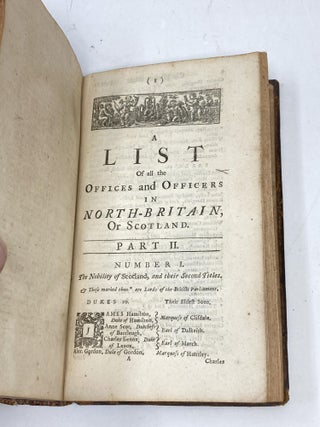 MAGNA BRITANNIA NOTITIA: OR THE PRESENT STATE OF GREAT BRITAIN: WITH DIVERS REMARKS UPON THE ANTIENT STATE THEREOF: THE NINTH AND TWENTIETH EDITION OF THE SOUTH PART, CALLED ENGLAND; AND THE EIGHTS OF THE NORTH PART, CALLED SCOTLAND, TO WHICH IS ADDED, A COMPLEAT LIST OF THE QUEEN'S HOUSHOLD, NEVER YET PRINTED. IN TWO PARTS. WITH HIS MAJESTY'S ROYAL PRIVILEGE.