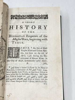 THE HISTORY OF NADIR SHAH, FORMERLY CALLED THAMAS KULI KHAN, THE PRESENT EMPEROR OF PERSIA. TO WHICH IS PREFIX'D A SHORT HISTORY OF THE MOGHOL EMPERORS. AT THE END IS INSERTED A CATALOGUE OF ABOUT TWO HUNDRED MANUSCRIPTS IN THE PERSIC AND OTHER ORIENTAL LANGUAGES, COLLECTED IN THE EAST