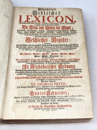 Item #83321 ALLGEMEINES BIBLISCHES LEXICON : IN WELCHEM NEBST DENEN NAMEN, DAS WESEN DERER...