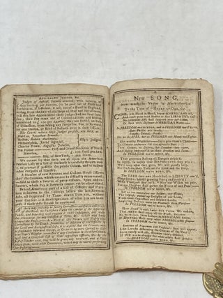 EDE'S & GILL'S NORTH-AMERICAN ALMANACK AND MASSACHUSETTS REGISTER, FOR THE YEAR 1770. BEING THE SECOND AFTER BISSEXTILE OR LEAP-YEAR. CALCULATED FOR THE MERIDIAN OF BOSTON, LATT. 42°, 25 M. NORTH; "CONTAINING, A Prospective View of the Town of Boston the Capital of New-England; and of the Landing of Troops in the Year 1768, in Consequence of Letters from Gov. Bernard, the Commissioners, &c. to the British Ministry—Eclipses—Extract from the Life of Publius Clodius Britano Americanus, continued—A List of the Importers and Resolves of the Merchants &c. of Boston—A Table in Sterling, Halifax, Massachusetts L.M. & O.T.* Virginia, Pennsylvania, and New-York Currencies—Courts in Massachusetts-Bay, New-Hampshire, Connecticut and Rhode-Island—Judgment of the Weather, Suns and Moon’s Rising and Setting, Time of High Water, Feasts and Fasts of the Church of England, &c.—A List of the Hon. His Majesty’s Council, and the Honorable House of Representatives—Judges of the Superior and Inferior Courts, Judges of Probate, Registers of Deeds, High Sheriffs and their Deputies—Officers of the Admiralty and Custom-House—Notaries Public—Post-Office—Justices of the Peace thro’out the Province, and for each County—Barristers at Law—President, Overseers, &c. of Harvard College—Ministers, Churches and Religious Assemblies thro’ the Province—Officers of the 14th & 29th Regiments in Boston—Officers of the Ancient and Honorable Artillery Company, with the Names of the Captains of said Company, from its Incorporation—Officers of the Troop of Horse Guards—Officers of the Boston Regiment—Field Officers of the several Regiments through the Province—Officers of Castle William, and the Batteries in Boston—Coroners—Officers of the Town of Boston—Fire-Engine Men—List of Commissioners and other Officers of the Revenue, WITH THEIR SALARIES!——Liberty Song—Parody Parodiz’d—A New Song, to the Tune of the British Grenadier, by a Son Of Liberty—Public Roads, with the best Stages or Houses to put up at—Quakers Yearly Meetings in New-England—Difference of the Time of High Water at several Places on the Continent, &c."
