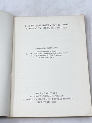 THE PALIAU MOVEMENT IN THE ADMIRALTY ISLANDS, 1946-1954