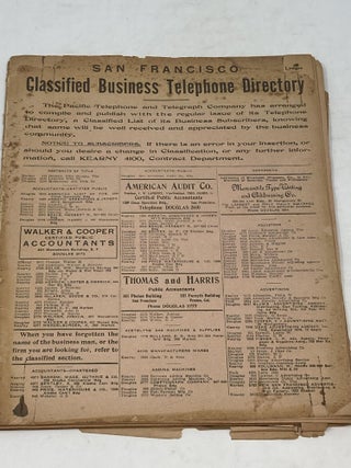 Item #86078 SAN FRANCISCO CLASSIFIED BUSINESS TELEPHONE DIRECTORY. Pacific Telephone, Telegraph...
