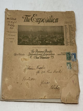 THE EXPOSITION: AN ELEGANT ILLUSTRATED SOUVENIR VIEW BOOK OF THE PANAMA-PACIFIC INTERNATIONAL EXPOSITION AT SAN FRANCISCO : OFFICIAL PUBLICATION (In Original Photograph-Embellished Mailing Envelope, with Postmarked Postage Stamps)