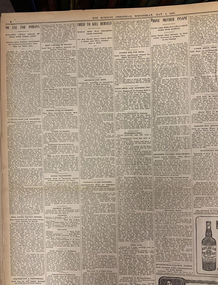 Item #86371 THE MORNING OREGONIAN NEWSPAPER (MAY 1st TO JUNE 30th, 1901). Oregon Publishing Company.