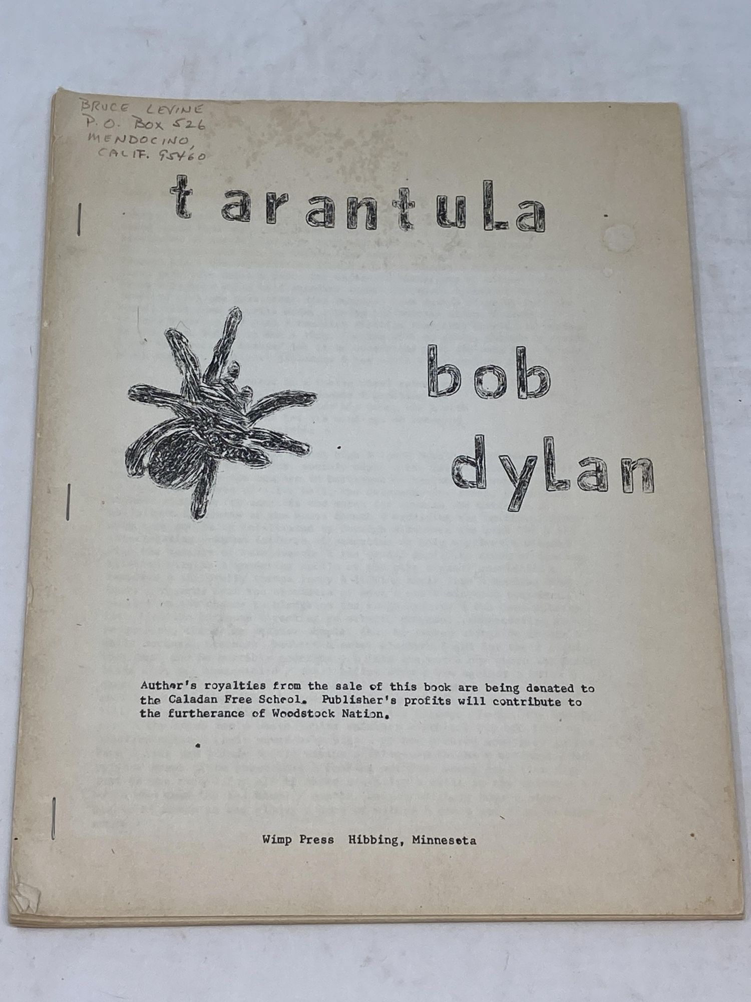 TARANTULA | Bob Dylan | Early Pirated Edition