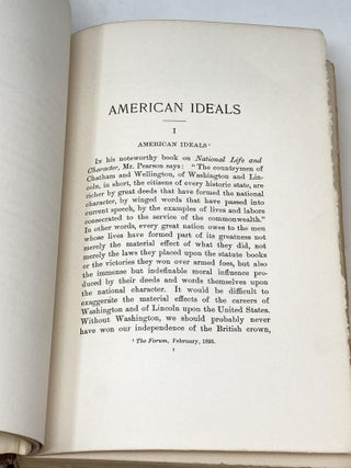 AMERICAN IDEALS, AND OTHER ESSAYS SOCIAL AND POLITICAL (WITH BOOKPLATE OF BOOKER T. WASHINGTON); (Alleghany Edition)
