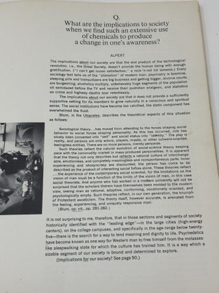 LSD; "In the Midst of a Raging National Controversy Two Authorities Speak Out on the Dangers, Merits, Legal Regulations and Control of the Revolutionary Psychedelic Drug