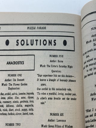 PUZZLE PARADE MAGAZINE, VOLUME I, NO. 1, AUGUST, 1936