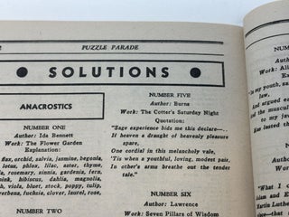 PUZZLE PARADE MAGAZINE, VOLUME I, NO. 1, AUGUST, 1936