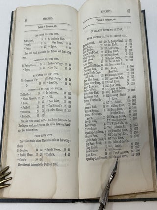 HORN'S OVERLAND GUIDE, FROM THE U.S. INDIAN SUB-AGENCY, COUNCIL BLUFFS, ON THE MISSOURI RIVER, TO THE CITY OF SACRAMENTO, IN CALIFORNIA; CONTAINING A TABLE OF DISTANCES, AND SHOWING ALL THE RIVERS, CREEKS, LAKES, SPRINGS, MOUNTAINS, HILLS, CAMPING PLACES, AND OTHER PROMINENT OBJECTS; WITH REMARKS ON THE COUNTRY, ROADS, TIMBERS, GRASSES, CURIOSITIES, ETC.; THE ENTIRE ROUTE HAVING BEEN TRACKED BY A ROAD-MEASURER, AND THE DISTANCES FROM PLACE TO PLACE, AND FROM THE MISSOURI RIVER, ACCURATELY ASCERTAINED. WITH A COMPLETE AND ACCURATE MAP