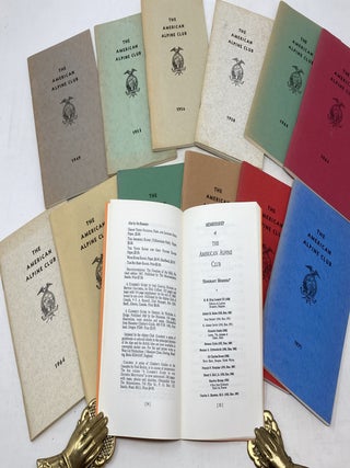 BY-LAWS AND REGISTER OF THE AMERICAN ALPINE CLUB (13 VOLUMES FROM 1949-1972)