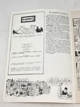 EXPLOIT COMICS: THREE ISSUES (ITALIAN TEXT): VOLUME 2, NO. 9 (MARCH - JUNE, 1978 VOLUME 3, NO. 15 (JULY - AUGUST, 1979); VOLUME 4, NO. 21 (OCTOBER - DECEMBER, 1980); (Bimonthly Publication of Criticism, History and Information on Cartooning)