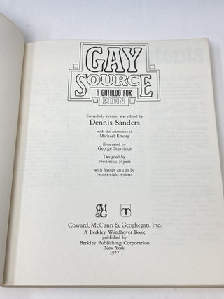 GAY SOURCE : A CATALOG FOR MEN; Illustrated by George Stavrinos