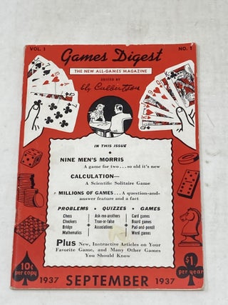 Item #87610 GAMES DIGEST, VOL 1, NO. 1 : THE NEW ALL-GAMES MAGAZINE. Ely Culbertson