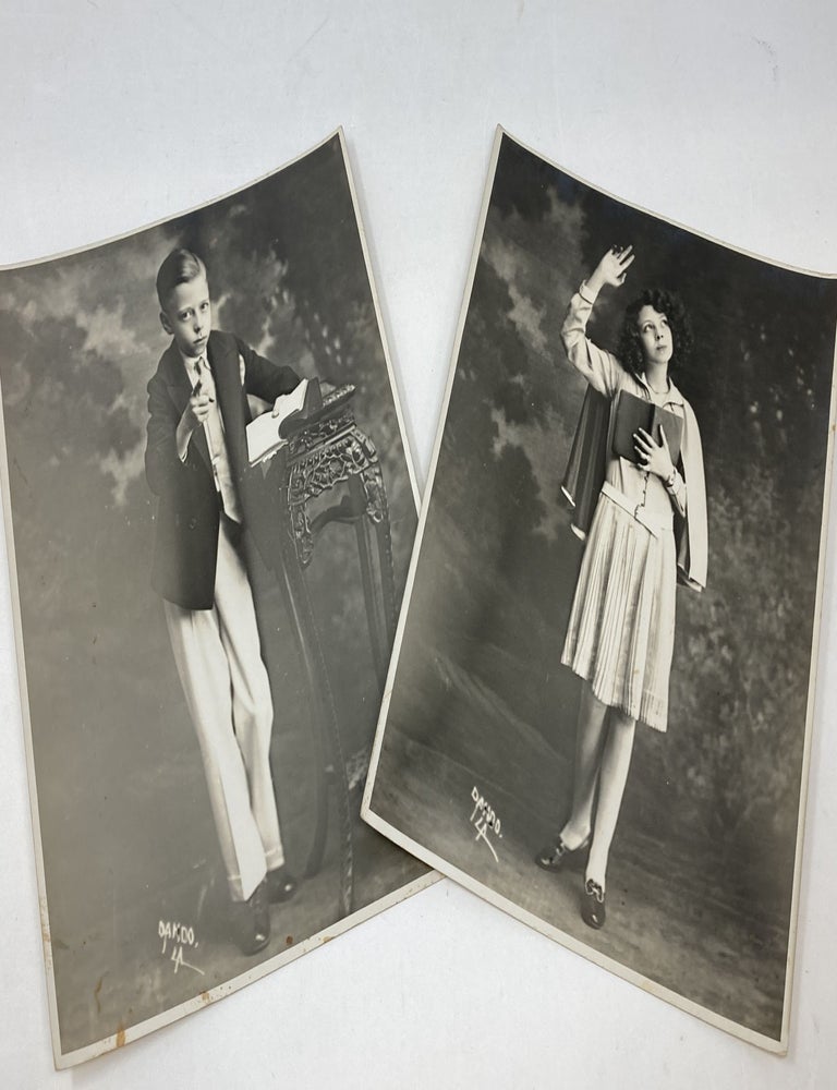 Item #87624 TWO PHOTOS: AMERICA'S YOUNGEST EVANGELISTS, AGES 9 AND 11: TWO, SIGNED 10" x 8" 1929 PHOTOGRAPHS FROM THE VAN GUNDY EVANGELIST TEAM. Violet Van Gundy, Jack, Photographer: "F C. Dando"