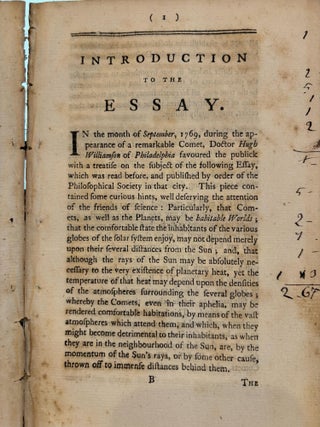 Item #87818 AN ESSAY ON COMETS IN TWO PARTS PART I. CONTAINING AN ATTEMPT TO EXPLAIN THE...
