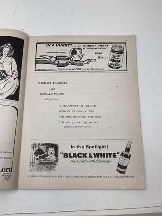 FLANDERS AND SWANN (IN OCT. 26, 1959 PLAYBILL: A WEEKLY MAGAZINE FOR THEATREGOERS (SIGNED BY BOTH MICHAEL FLANDERS AND DONALD SWANN)