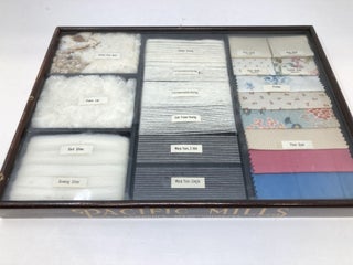 PACIFIC MILLS SALESPERSON'S WOODEN DISPLAY CASES WITH FITTED LID: WOOL AND COTTON