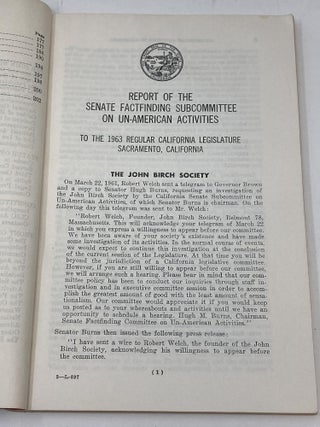 CALIFORNIA LEGISLATURE : TWELFTH REPORT OF THE SENATE FACTFINDING SUBCOMMITTEE ON UN-AMERICAN ACTIVITIES
