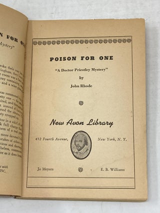 POISON FOR ONE : "A DR. PRIESTLEY MYSTERY"