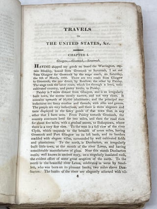 TRAVELS THROUGH THE UNITED STATES OF AMERICA IN THE YEARS 1806 & 1807, AND 1809, 1810, & 1811 : INCLUDING AN ACCOUNT OF PASSAGES BETWIXT AMERICA AND BRITAIN, AND TRAVELS THROUGH VARIOUS PARTS OF BRITAIN, IRELAND, AND CANADA WITH CORRECTIONS AND IMPROVEMENTS TILL 1815.; With an Appendix, Containing a Letter from Clements Burleigh, Esq. to Irish Emigrants Removing to America, and Hints, By the Shamroc Society, New York, To Emigrants from Europe.