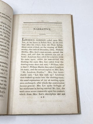 AN APOLOGY FOR THE CONDUCT OF THE GORDONS; CONTAINING THE WHOLE OF THEIR CORRESPONDENCE, CONVERSATION, &c. WITH MRS. LEE : TO WHICH IS ANNEXED AND ACCURATE ACCOUNT OF THEIR EXAMINATION AT BOW STREET AND THEIR TRIAL AT OXFORD