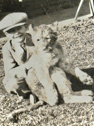 A BOY AND HIS LION CUB – THREE PHOTOS OF ELBERT AND "SISSY" (A TWO-MONTH OLD LION CUB)