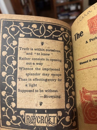 THE PHILISTINE: A PERIODICAL OF PROTEST (ROYCROFTERS) DEC. 1899 TO MAY 1900 (with laid in note in Elbert Hubbard's hand)