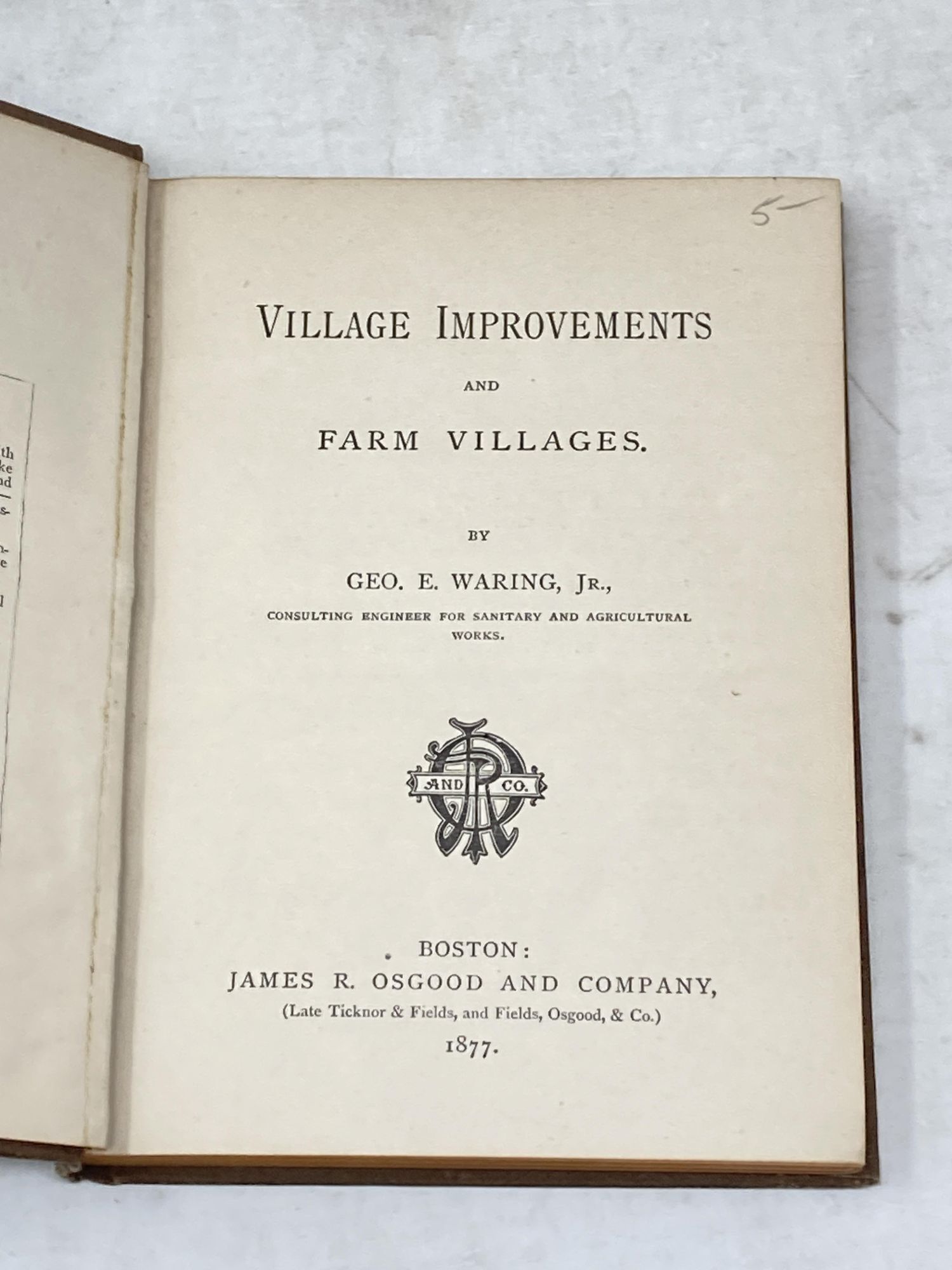 VILLAGE IMPROVEMENTS AND FARM VILLAGES | George E. Waring | First Edition