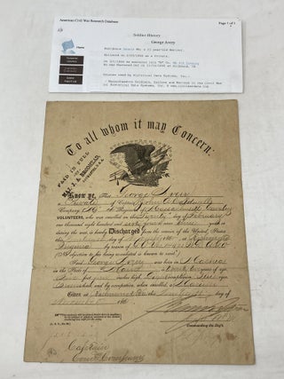 Item #88560 CIVIL WAR DISCHARGE PAPERS: PRIVATE GEORGE AVERY; "M" COMPANY MASSACHUSETTS...