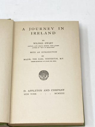 A JOURNEY IN IRELAND; (WITH AN INTRODUCTION BY MAJOR, THJE EARL WINTERTON)