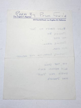 HAND-PRINTED POEM BY A YOUNG PETER FONDA