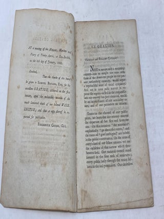 A FUNERAL ORATION, OCCASIONED BY THE DEATH OF GEN. GEORGE WASHINGTON; AND DELIVERED ON THE FIRST OF JANUARY, 1800. IN THE EPISCOPAL CHURCH, AT NEW-ROCHELLE, IN THE STATE OF NEW-YORK