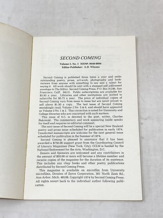 SECOND COMING : CHARLES BUKOWSKI (VOL II, NO. III)
